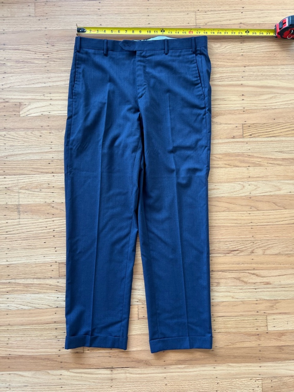 Zanella Todd Dress Pants Trousers Slacks Blue Check Wool Italy Men’s 36